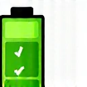 Icona di una batteria carica, simbolo di supporto per l'energia quotidiana.