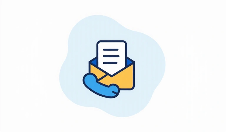 Illustration of a contact icon, such as an envelope or a phone, representing communication