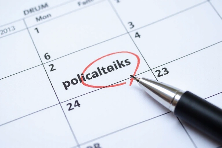 Un calendario con una data evidenziata e una penna, che simboleggia gli aggiornamenti delle politiche.