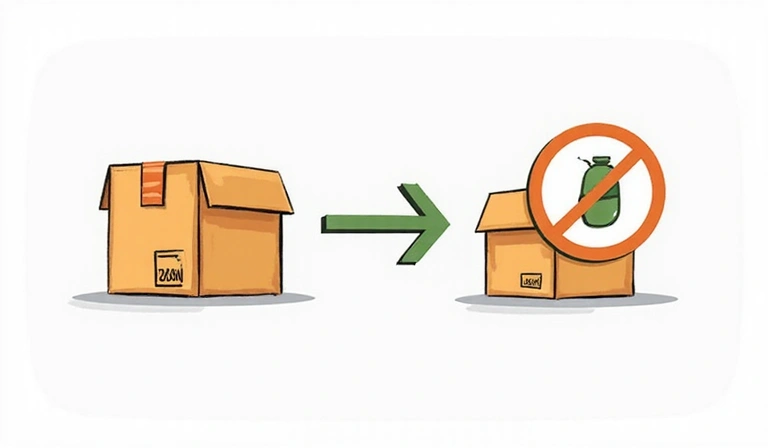 Illustrazione di un pacco restituito con freccia di rimborso